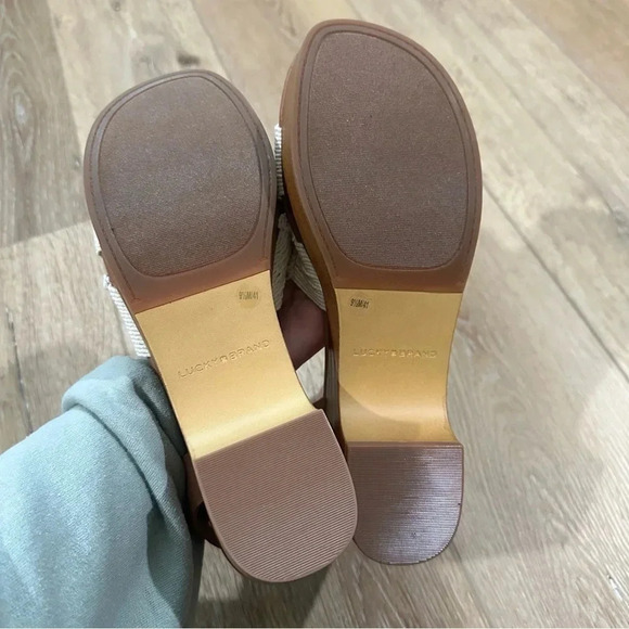 Lucky Brand BrownLeather Crochet Platform Sandal with Ankle Strap Sz 9.5 NWOT - Picture 9 of 12